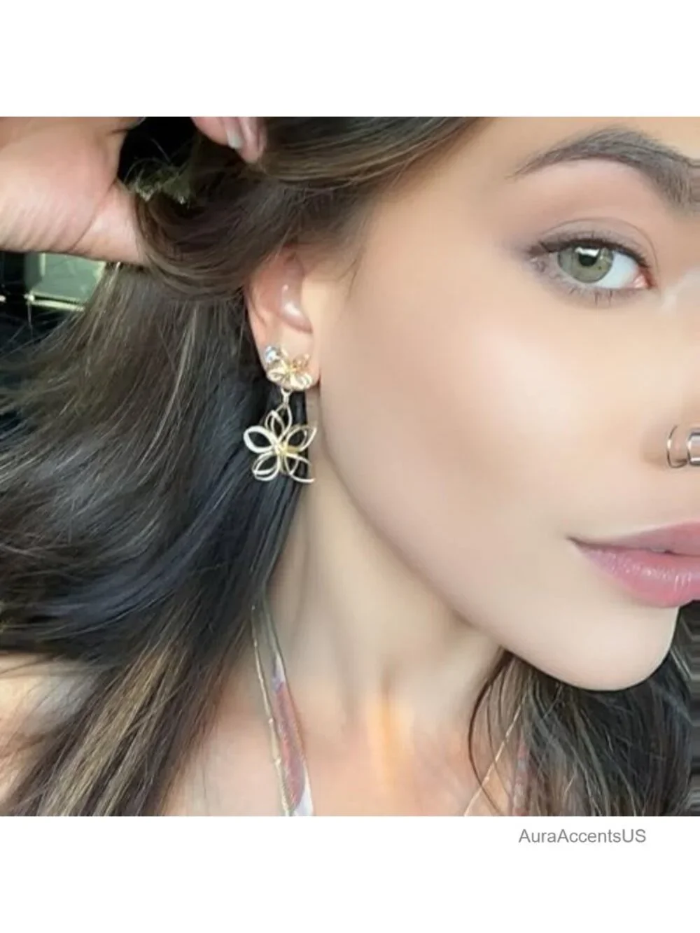 Large Statement Flower Dangle Earrings Women Boho Floral Jewelry Alloy Metal